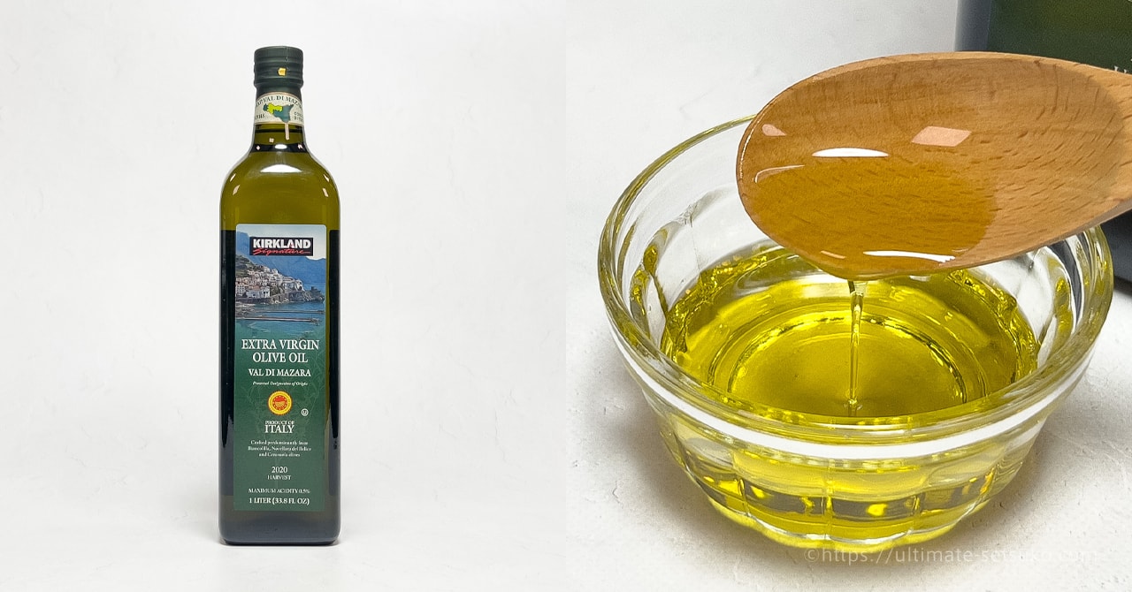 コストコのヴァル・ディ・マザラオリーブオイルはピリリとした辛さでサラダやパンとの相性抜群